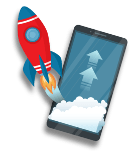 Rocket taking off from cell phone